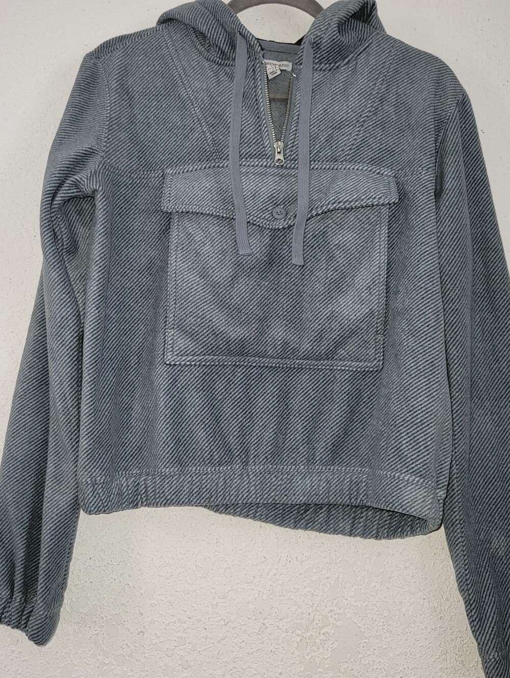 Sisstrevolution Half-Zip Hooded Pullover Sweater - Gray/Blue XS